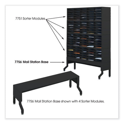 E-Z Sort Satellite Mail Station Base, 57.5 x 18.25 x 14 to 19, Black