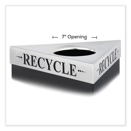 Trifecta Waste Receptacle Lid. Laser Cut "RECYCLE" Inscription, 20w x 20d x 3h, Stainless Steel