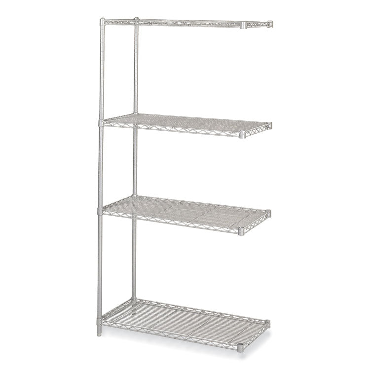 Industrial Add-On Unit, Four-Shelf, 36w x 18d x 72h, Steel, Metallic Gray