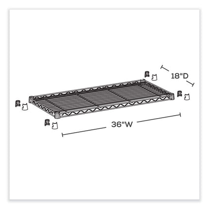 Industrial Extra Shelf Pack, 36w x 18d x 1.5h Steel. Black, 2/Pack