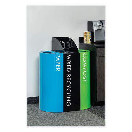 Mixx Recycling Center Rectangular Receptacle, 29 gal, Steel, Blue