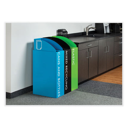 Mixx Recycling Center Rectangular Receptacle, 29 gal, Steel, Green