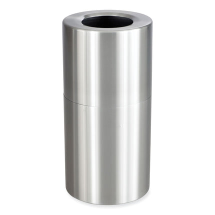Single Recycling Receptacle, 20 gal, Steel, Brushed Aluminum
