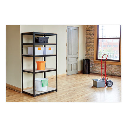 Open Top Oval Waste Receptacle, 14 gal, Steel, Black
