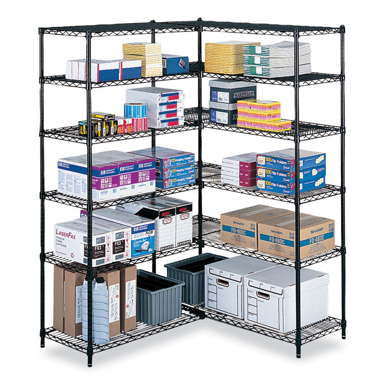 Industrial Add-On Unit, Four-Shelf, 48w x 24d x 72h, Steel, Black