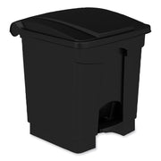 Plastic Step-On Receptacle, 8 gal, Metal, Black