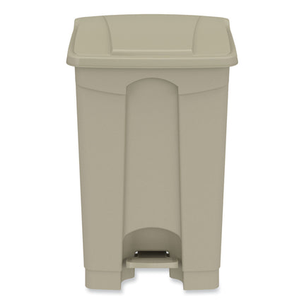 Plastic Step-On Receptacle, 12 gal, Plastic, Tan