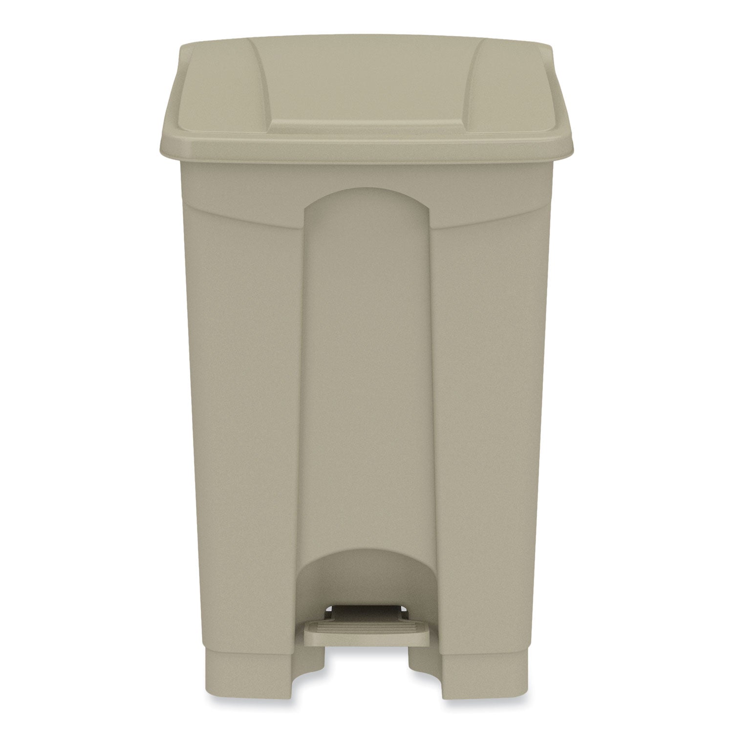 Plastic Step-On Receptacle, 12 gal, Plastic, Tan