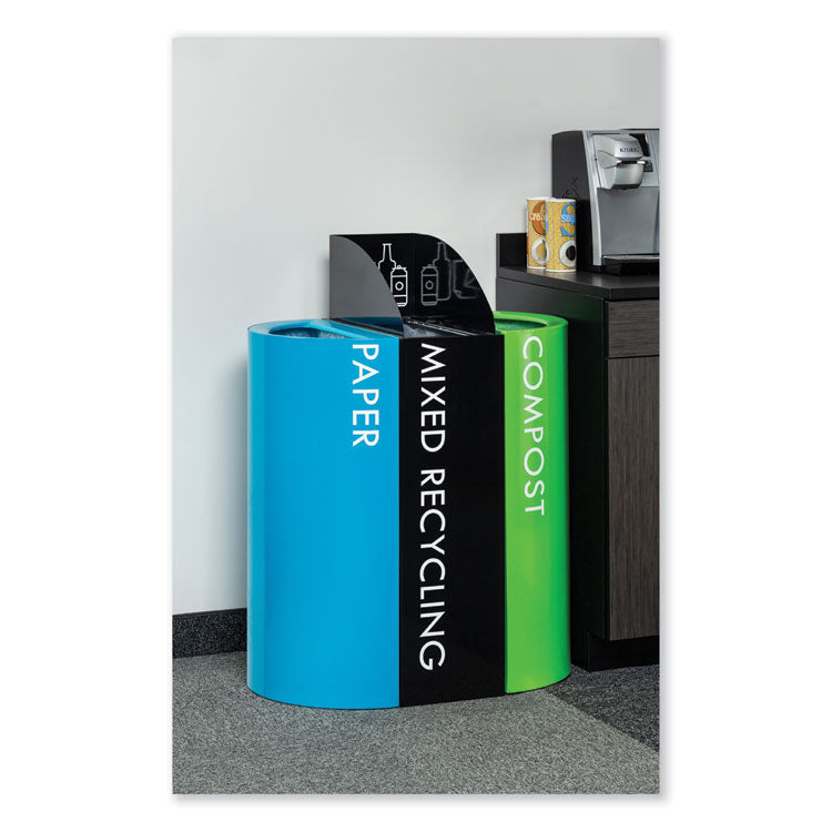 Mixx Recycling Center Rectangular Receptacle, 29 gal, Steel, Green