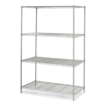 Industrial Wire Shelving, Four-Shelf, 48w x 24d x 72h, Metallic Gray