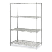 Industrial Wire Shelving, Four-Shelf, 48w x 24d x 72h, Metallic Gray