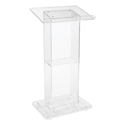 Clear Acrylic Lectern with Shelf, 24 x 15 x 46, Clear
