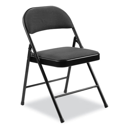 970 Series Fabric Padded Steel Folding Chair, Supports Up to 250 lb, 17.75" Seat Height, Star Trail Black, 4/Carton