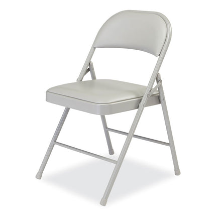 950 Series Vinyl Padded Steel Folding Chair, Supports Up to 250 lb, 17.75" Seat Height, Gray, 4/Carton