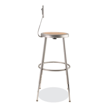 6200 Series 25" to 33" Height Adjustable Heavy Duty Stool with Backrest, Supports Up to 500 lb, Brown Seat, Gray Base
