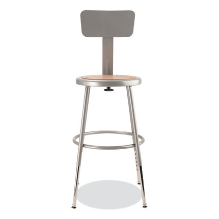 6200 Series 19" to 27" Height Adjustable Heavy Duty Stool with Backrest, Supports 500 lb, Brown Seat, Gray Back, Gray Base