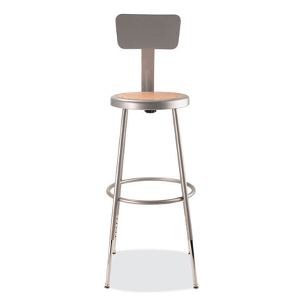 6200 Series 25" to 33" Height Adjustable Heavy Duty Stool with Backrest, Supports Up to 500 lb, Brown Seat, Gray Base