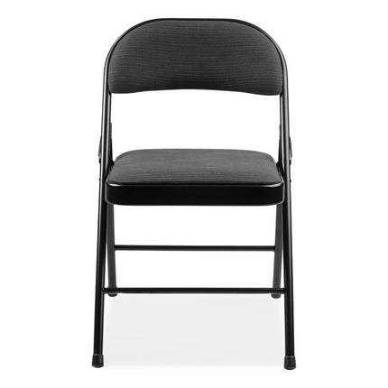 970 Series Fabric Padded Steel Folding Chair, Supports Up to 250 lb, 17.75" Seat Height, Star Trail Black, 4/Carton