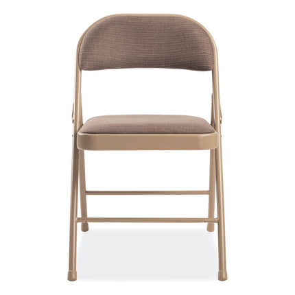 970 Series Fabric Padded Steel Folding Chair, Supports Up to 250 lb, 17.75" Seat Height, Star Trail Brown, 4/Carton