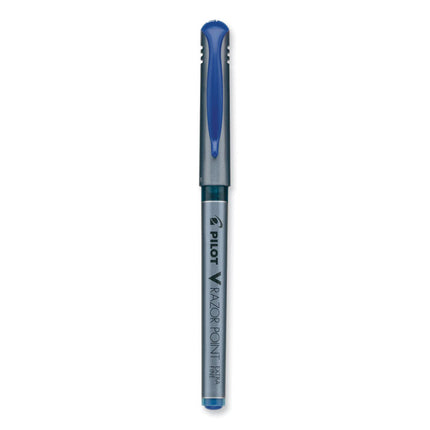 V Razor Point Liquid Ink Porous Point Pen, Stick, Extra-Fine 0.5 mm, Blue Ink, Gray/Translucent Blue Barrel, Dozen