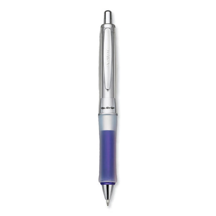 Dr. Grip Center of Gravity Ballpoint Pen, Retractable, Medium 1 mm, Black Ink, Silver/Navy Barrel