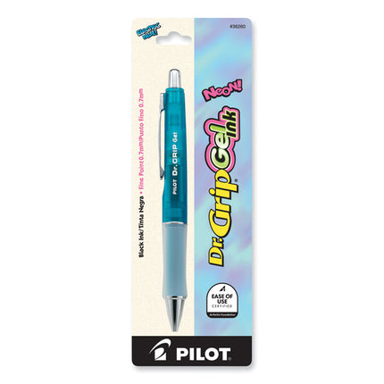 Dr. Grip Gel Pen, Retractable, Fine 0.7 mm, Black Ink, Translucent Blue Barrel