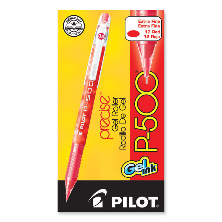Precise P-500 Gel Pen, Stick, Extra-Fine 0.5 Mm, Red Ink, Red Barrel, Dozen