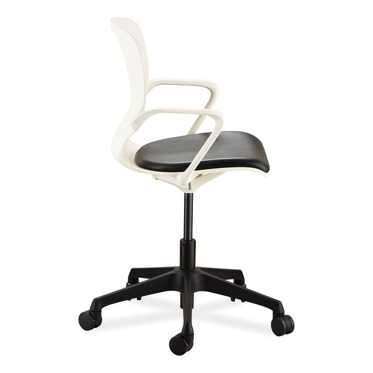 Shell Desk Chair, Supports Up to 275 lb, 17" to 20" Seat Height, Black Seat, White Back, Black/White Base
