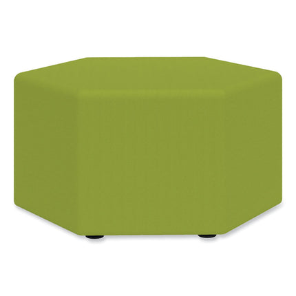 Learn 30" Hexagon Vinyl Ottoman, 30" x 30" x 18", Green