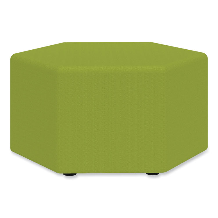 Learn 30" Hexagon Vinyl Ottoman, 30" x 30" x 18", Green