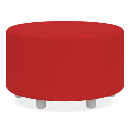 Learn 30" Cylinder Vinyl Ottoman, 30" x 30" x 18", Red