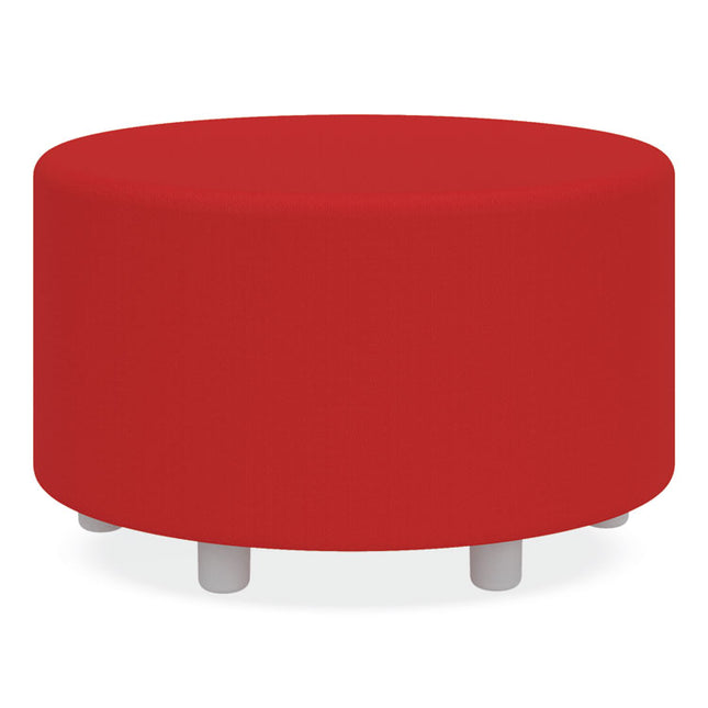 Learn 30" Cylinder Vinyl Ottoman, 30" x 30" x 18", Red