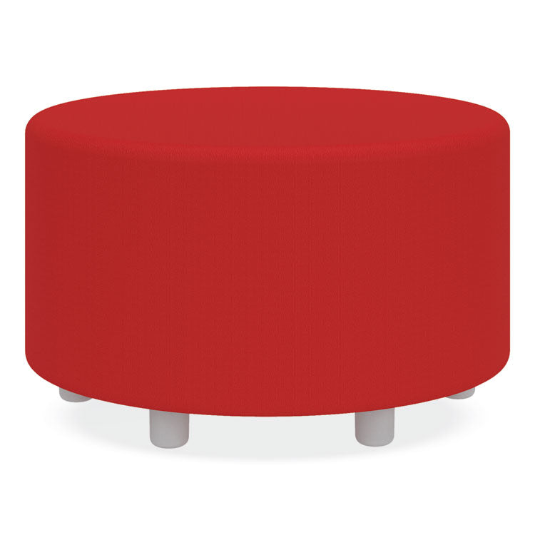 Learn 30" Cylinder Vinyl Ottoman, 30" x 30" x 18", Red