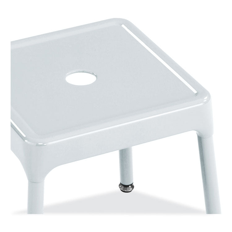 Steel Guest Stool, Backless, Supports Up to 275 lb, 15" to 15.5" Seat Height, White Seat, White Base
