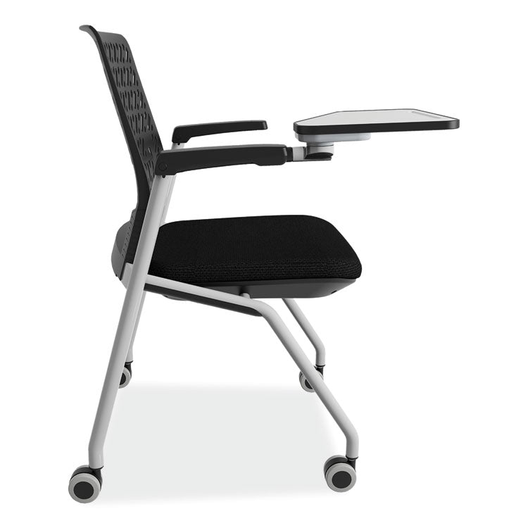 Thesis Training Chair with Flex Back and Tablet, Support Up to 250 lb, 18" Seat Height, Black Seat, Gray Base, 2/Carton