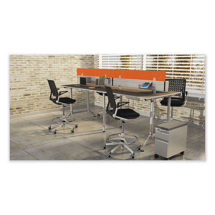 Thesis Flex Back Stool with Arms, Supports Up to 250 lb, 21.5" to 29.5" Seat Height, Black Seat, Silver Base