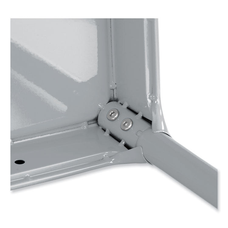 Steel Guest Stool, Backless, Supports Up to 275 lb, 15" to 15.5" Seat Height, Silver Seat, Silver Base