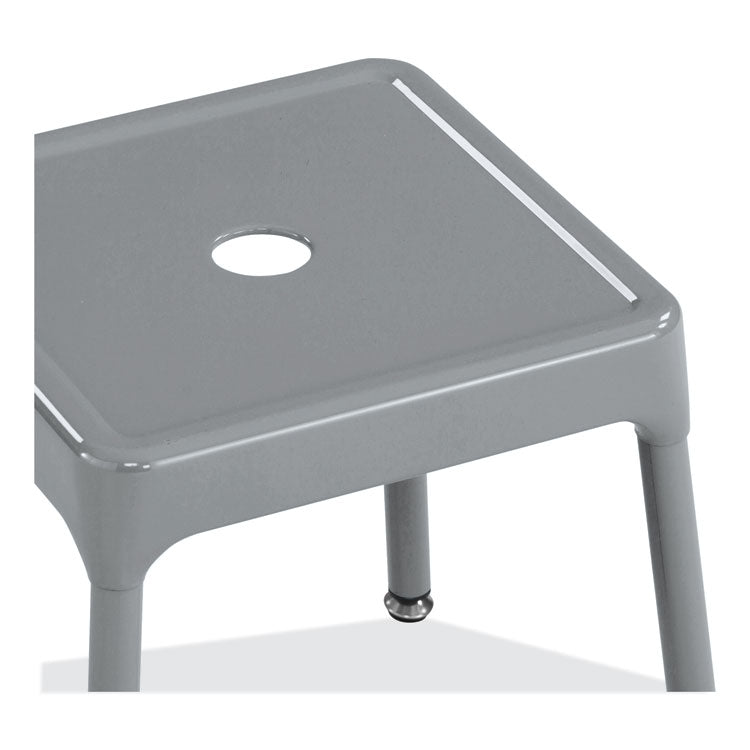 Steel Guest Stool, Backless, Supports Up to 275 lb, 15" to 15.5" Seat Height, Silver Seat, Silver Base