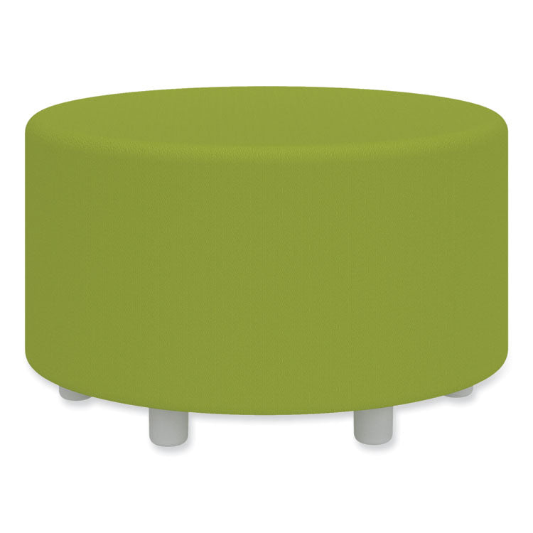 Learn 30" Cylinder Vinyl Ottoman, 30" x 30" x 18", Green