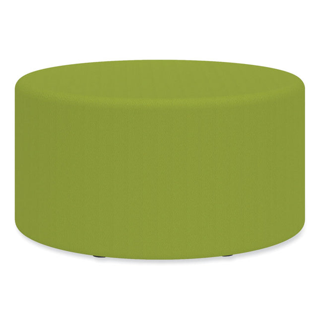 Learn 30" Cylinder Vinyl Ottoman, 30" x 30" x 18", Green