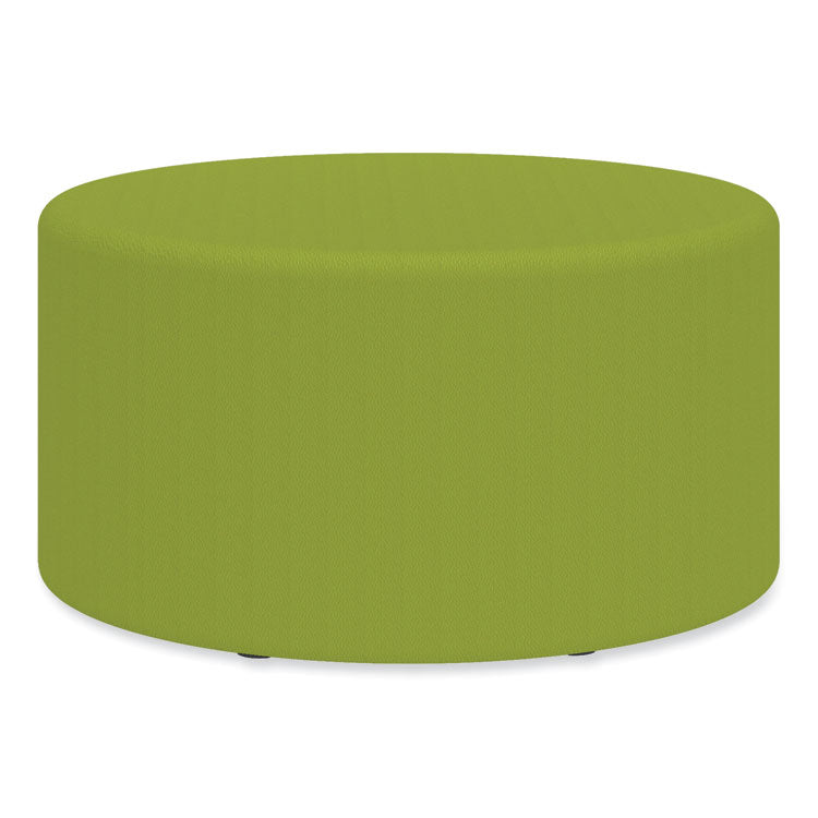 Learn 30" Cylinder Vinyl Ottoman, 30" x 30" x 18", Green