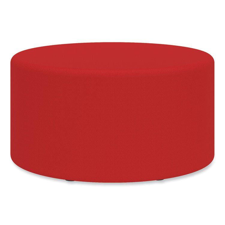 Learn 30" Cylinder Vinyl Ottoman, 30" x 30" x 18", Red