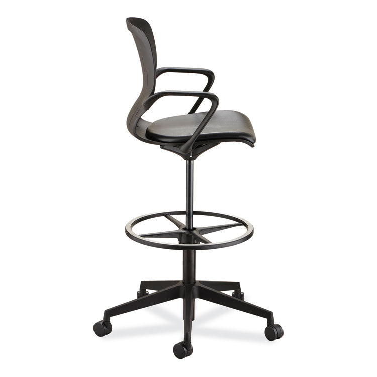 Shell Extended-Height Chair, Supports Up to 275 lb, 22" to 32" Seat Height, Black Seat, Black Back, Black Base