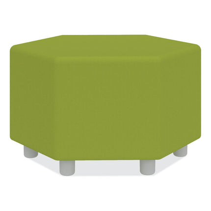 Learn 30" Hexagon Vinyl Ottoman, 30" x 30" x 18", Green