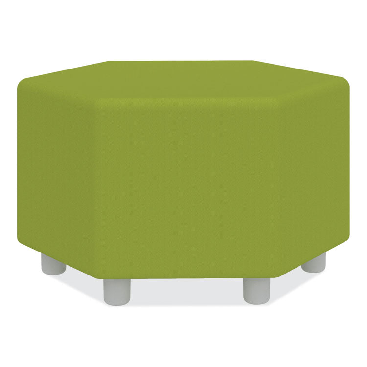 Learn 30" Hexagon Vinyl Ottoman, 30" x 30" x 18", Green