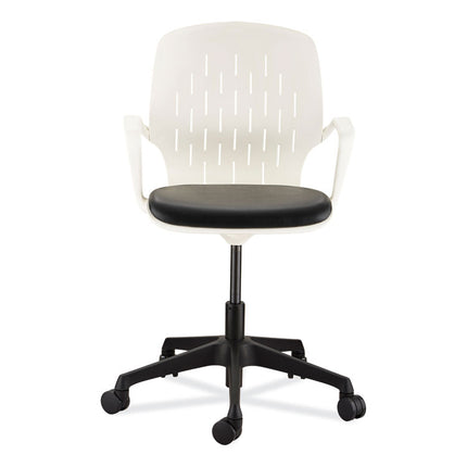 Shell Desk Chair, Supports Up to 275 lb, 17" to 20" Seat Height, Black Seat, White Back, Black/White Base