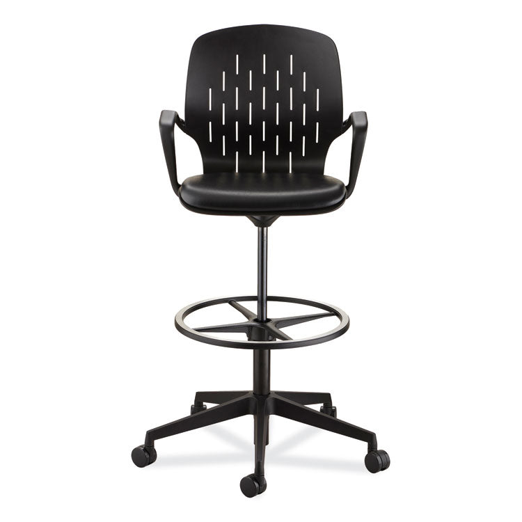 Shell Extended-Height Chair, Supports Up to 275 lb, 22" to 32" Seat Height, Black Seat, Black Back, Black Base