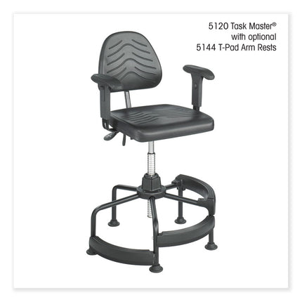 Task Master Deluxe Industrial Chair, Supports Up to 250 lb, 17" to 35" Seat Height, Black