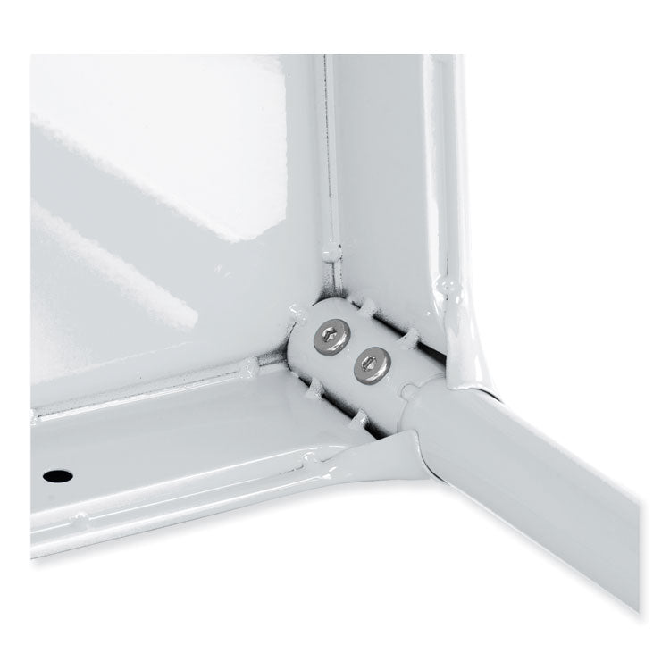 Steel Guest Stool, Backless, Supports Up to 275 lb, 15" to 15.5" Seat Height, White Seat, White Base