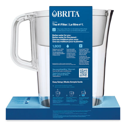 Tahoe Water Pitcher with Standard Filter, 10 Cups, Clear, 2/Carton